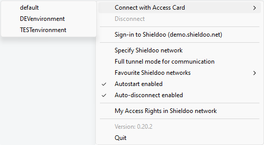 Connecting to Shieldoo Using an Access Card